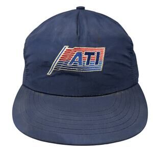 ATI Snapback Hat Blue One Size Adjustable Embroidered Vent Holes Outdoor Vintage